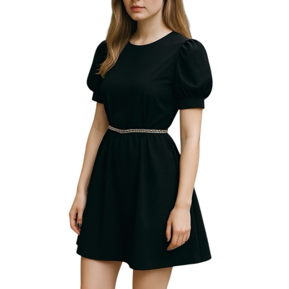 Wayf Elegant Black Mini Party Dress with Rhinestones New W/ Tags-holiday size S